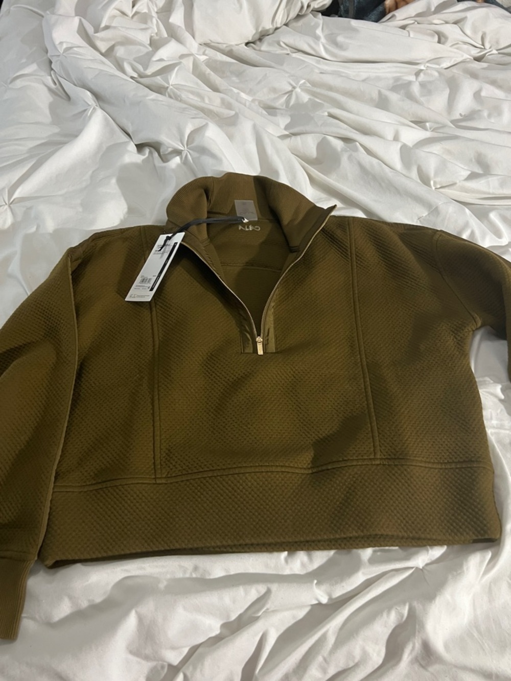 CALIA by Carrie Underwood Olive Half-Zip Textured Sweater - Picture 3 of 5